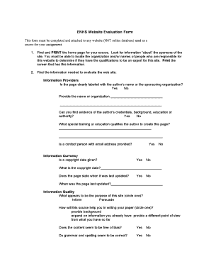 ENHS Website Evaluation Form