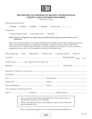 Rotary Foundation Credit Card Contribution Form