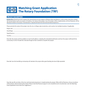 Rotary Foundation Matching Grant Application