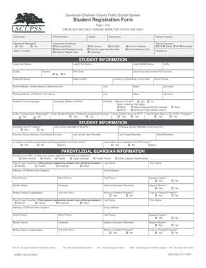 Savannah-Chatham County Public School System Student Registration Form