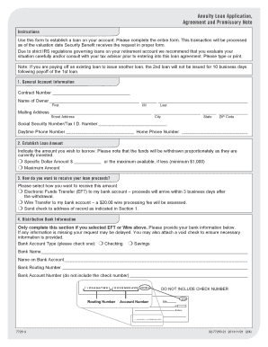 Annuity Loan Application Agreement and Promissory Note