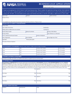 NASA Federal Credit Union Business Loan Application
