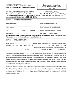 401(k) Retirement Plan Loan Application Form