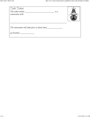 Talk Ticket Behavior Intervention Form