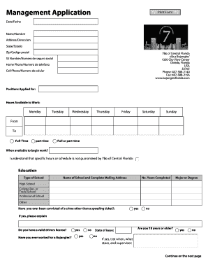 Ticket template - Management Application - Bojangles Florida