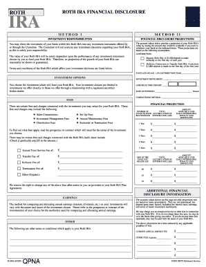Roth IRA Financial Disclosure Form