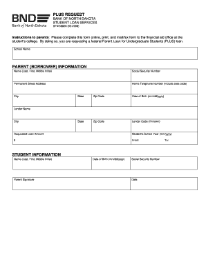 Federal Parent PLUS Loan Request Form