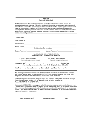 City of Peoria Auto Pay Authorization Form
