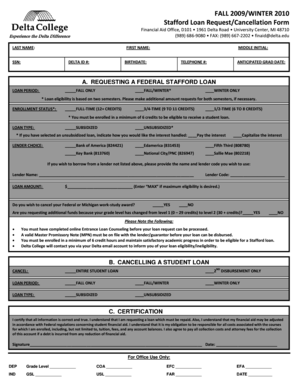 Stafford Loan Request/Cancellation Form