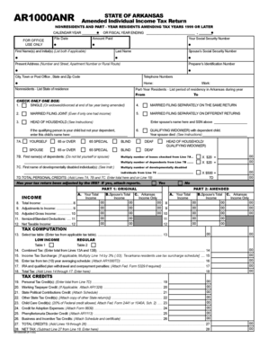 Arkansas Amended Individual Income Tax Return