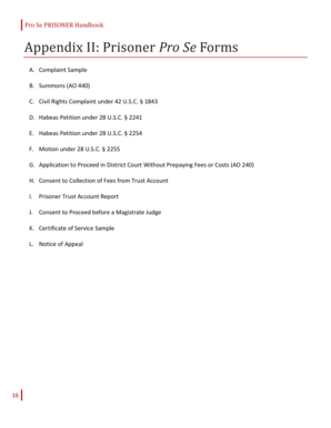 Prisoner Pro Se Civil Rights Complaint Form