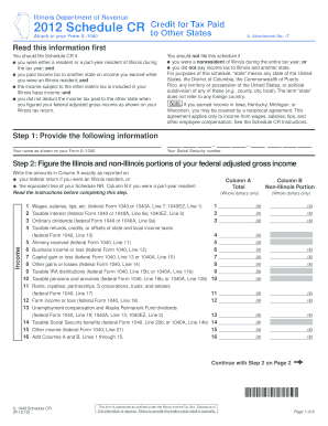 Illinois Schedule CR
