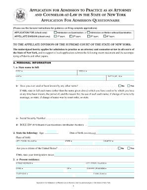 Application for Admission to Practice as an Attorney in New York