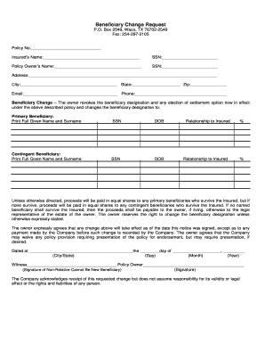 Beneficiary Change Request Form