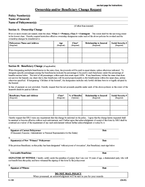 Ownership and Beneficiary Change Request