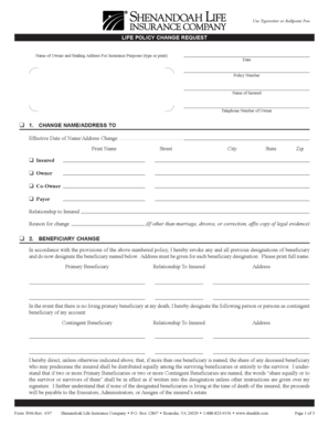 Life Policy Change Request Form