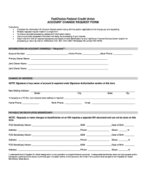FedChoice Account Change Request Form