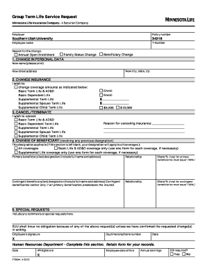 Group Term Life Service Request