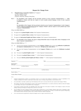 Request for Change Form