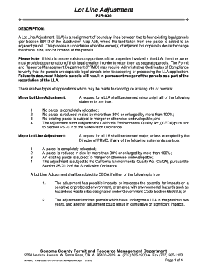 Fillable Online sonoma-county A Lot Line Adjustment (LLA) is a ...