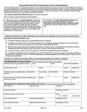 APLICACIÓN PARA COPIA CERTIFICADA DE ACTA DE NACIMIENTO