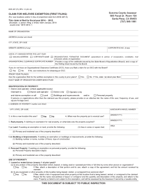 California Welfare Exemption Claim Form