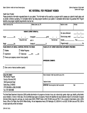California WIC Referral for Pregnant Women