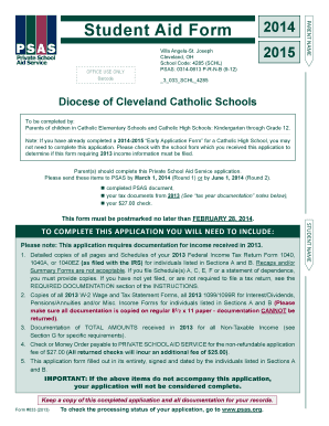 Student Aid Form 2014