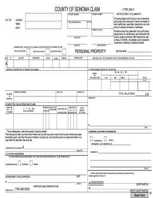County of Sonoma Claim Form