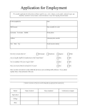 Employment Application Form
