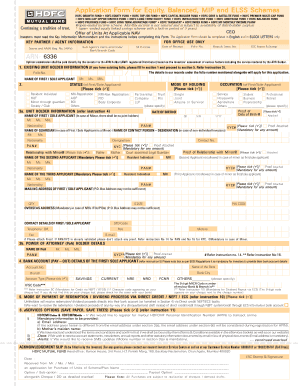 HDFC Mutual Fund Application Form