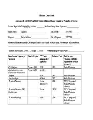 Maryland Cancer Fund Attachment B SAMPLE Non-MHIP Treatment - fha maryland