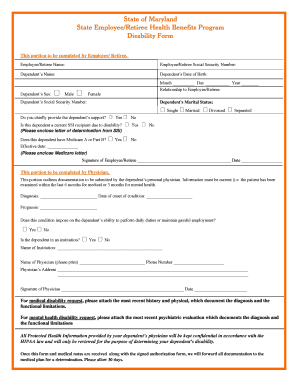 Maryland State Employee Retiree Disability Form