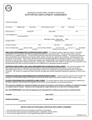 Supported Employment Agreement