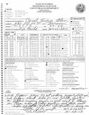 Florida Food Service Inspection Report