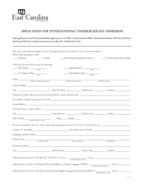 International Undergraduate Admission Application