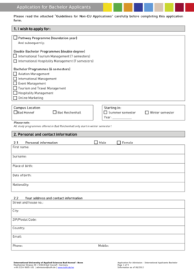 Application for Admission - International Applicants Bachelor