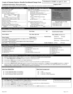 County of Sonoma Employee Benefits Enrollment Form