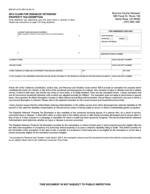 California Disabled Veterans Property Tax Exemption Form