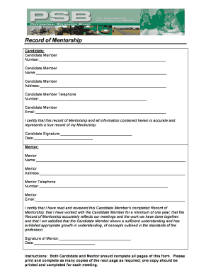 Record of Mentorship Form
