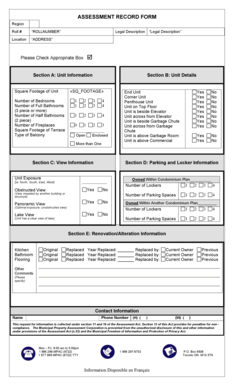 Assessment Record Form