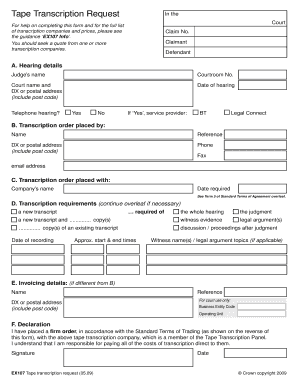 Tape Transcription Request Form