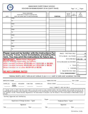 Voucher for Reimbursement of In-County Travel