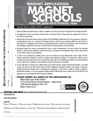 Miami-Dade Magnet School Application