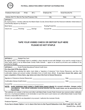 Payroll Deduction Direct Deposit Authorization Form - Miami-Dade ...