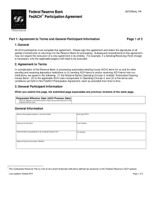 FedACH Participation Agreement