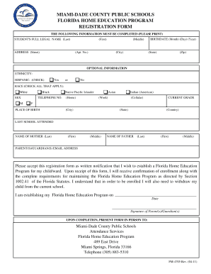 Florida Home Education Program Registration Form