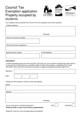 Council Tax Exemption Application