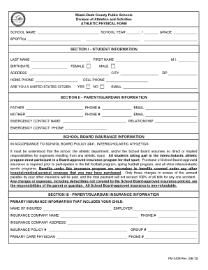 Florida High School Athletic Physical Form