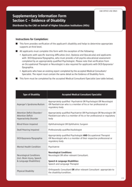 Supplementary Information Form for Disability Verification